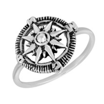 North Star Traveler Navigation Compass Sterling Silver Band Ring-9 - £12.76 GBP