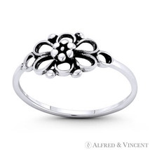 6-Petal Daisy Flower Charm Right-Hand Stackable Boho Ring in 925 Sterling Silver - £13.02 GBP