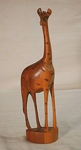 Hand Carved Wooden Giraffe Figurine Kenya Tribal Art African Safari Wood Vintage - £23.35 GBP