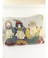 Vintage Cats in Snow Joy Needlepoint pillow Christmas decor throw PARIS ... - $2,411.65 MXN