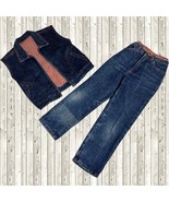 Vintage 1980&#39;s GIRLS KIDS Size 6X JORDACHE 2 Piece Jeans Vest Outfit Hor... - £23.19 GBP