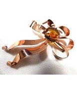 Vintage Sterling Silver Retro Rose Gold Tone Flower 3.5&quot; Large Pin Glass... - £58.40 GBP