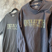 Duluth Trading Shirt Mens Meidum Lot of 2 Grey Black Longtail Outdoors T... - $18.39