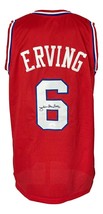 Julius Dr J Erving Philadelphia Firmado Rojo Pro Estilo Baloncesto Camiseta JSA - £211.12 GBP