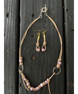 “Purple Punch” Pearl And Leather Necklace/Earrings Made In The USA Free ... - £22.02 GBP