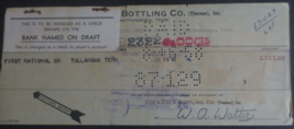 Coca-Cola Bottling Co (Thomas), Inc Bank Draft 1960 - £1.58 GBP