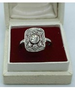 Old European Cut Diamond Vintage Ring, Edwardian Ring, Art deco Silver Ring - £85.53 GBP