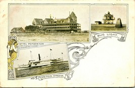 Vignette Hull Harbor Massachusetts MA Bug Light Hotel Pemberton 1900s UDB UNP  - £7.67 GBP