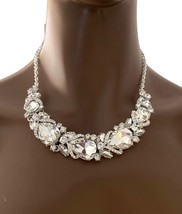 Dainty Necklace Earrings Set Clear Acrylic Crystals Wedding Bridal Pageant - £26.72 GBP