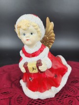 Christmas Lantern Angel with Harmonica Porcelain 6 x 4&quot; Candle Holder Re... - £7.64 GBP