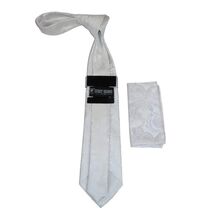 Men's Stacy Adams Tie and Hankie Set Woven Silky Satin #SAT115 White Paisley image 2