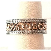 Vanna K 925 Sterling SILVER/GOLD And Sapphire Scrolls Design Band Ring Size Sky - £71.75 GBP