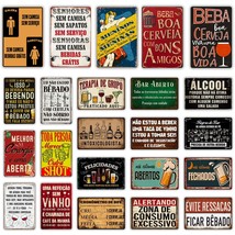 Funny Bar Signs In Brazilian Portuguese, Wine Beer Kitchen Decor Metal P... - £14.64 GBP+