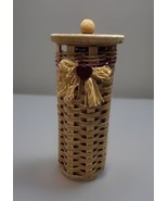 Amish Basket Toilet Paper Holder Bathroom Storage Handmade With Lid Country - $29.39