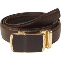 Mens VALENTINI Leather Belt Automatic Adjustable Removable Buckle RT036 Brown image 3