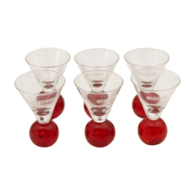 Smirnoff Lot 6 Vodka Glasses Specialty Red Ball Base Clear Shot Glass - £30.98 GBP