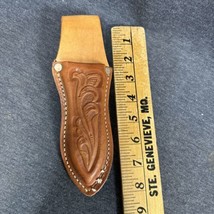 Embossed Leather knife sheath for 5in. Fixed Blade, Rivets, Made in U.S.A. - $19.80