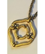 Vintage Crown Trifari Necklace MOD Goldtone MCM Disco Lg Pendant 1970s B... - €45,12 EUR