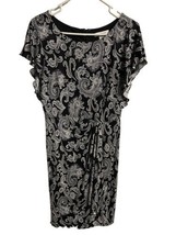 White House Black Market Knee Length  Dress Womens Size 6 Floral Knit Fa... - £14.02 GBP