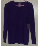 NWT WOMENS LAURA SCOTT petite PURPLE CABLE KNIT CREW NECK SWEATER  SIZE LP - €24,32 EUR