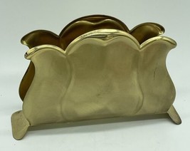 Vintage Modern Brass Napkin Holder Floral Hand Finished Made In Japan 3”... - $11.75