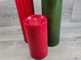 Lot of 3 Vintage Christmas Red Green Candles - £18.36 GBP