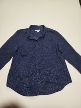 liz claiborne Blouse Long Sleeve Collard Button Up Blue  Size Larges - £8.94 GBP