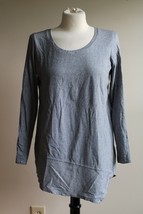 Pure J Jill XS Long Sleeve Gray Stripe Asymmetrical Hem 100% Cotton Top - £20.95 GBP