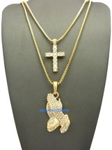 Croce E IN Preghiera Mani Collana Egiziano Con 24 76.2cm Anello Quadrato Catena - £12.93 GBP+
