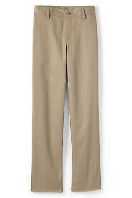Lands End Uniform Boys Size 20, 27" Inseam Cotton Plain Front Chino Pant, Khaki - $17.99