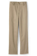Lands End Uniform Boys Size 20, 27&quot; Inseam Cotton Plain Front Chino Pant, Khaki - £14.38 GBP