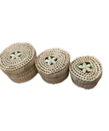 Retro bamboo container round cylinder type 3-piece set - $560.45 MXN