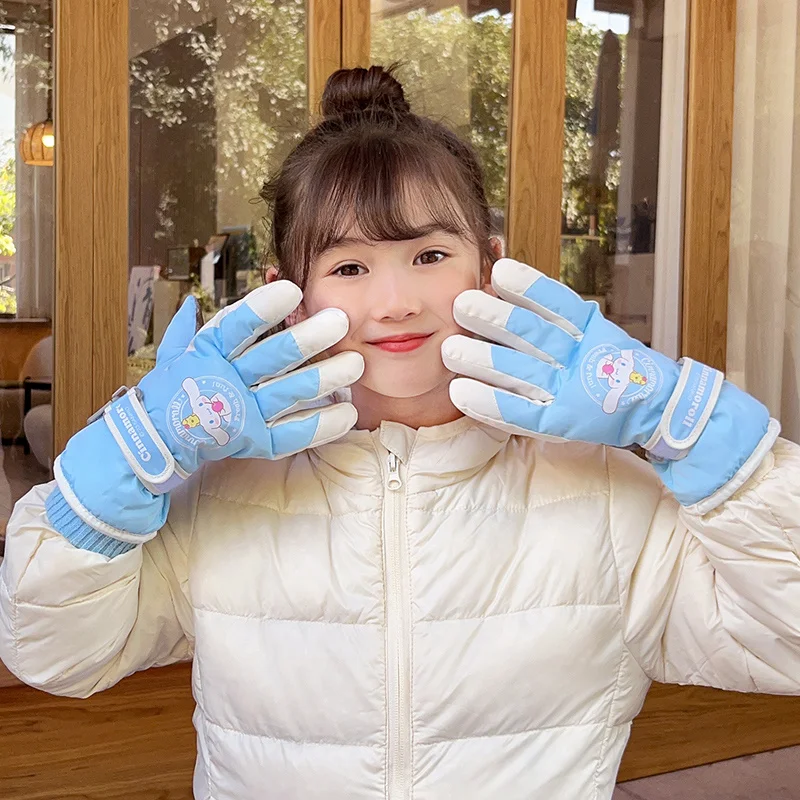 New Hello Kitty Sanrio Ski Gloves Kawaii Girls Outdoor Warm Glove Cinnamoroll - £15.41 GBP