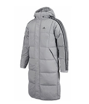 Adidas 3S Long Down Jacket Men&#39;s Padding Jacket Sports Gray Asia-Fit NWT... - £151.43 GBP