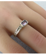Sterling Silver Ring SZ 5.5 Purple Stone Signed YS India 2.51g  Rectangu... - $561.98 MXN