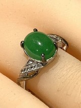 BGE 925 Sterling Silver Ring w/ Green Stone Size 6 - £39.34 GBP