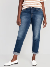 Old Navy Mid Rise Wow Boyfriend Straight Jeans Womens 16 Tall Blue Stret... - £23.56 GBP