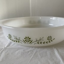 GLASBAKE Casserole Dish Green Floral Primrose Dream Ovenware Milk Glass ... - £9.57 GBP