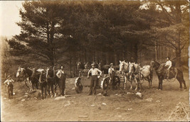 RPPC Real Photo Postcard Of Logging Camp Horse Teams - £15.73 GBP