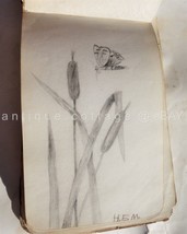 1880 Antique Leath Autograph Album Buffalo Ny Charlie Gibson Orig Pencil Sketch - £69.58 GBP