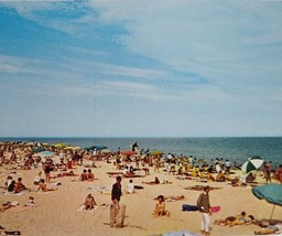 Rehoboth Beach Delaware Postcard Beach Swimmers Sun Bathers Ocean View Unused - $11.93