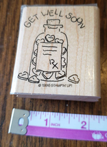 Stampin Up Get Well Soon Heart Pill Bottle Wood Mounted Rubber Stamp - £3.14 GBP
