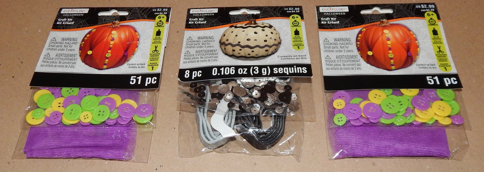 Halloween Craft Kits Creatology 3pks Sequins &amp; Buttons For Pumpkins110pc... - $5.49