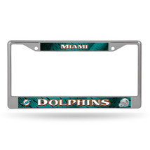 Miami Dolphins License Plate Frame Chrome Printed Insert - $853.76 MXN
