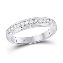 10kt White Gold Mens Round Diamond Wedding Channel-Set Band Ring 1/2 Cttw - £544.27 GBP