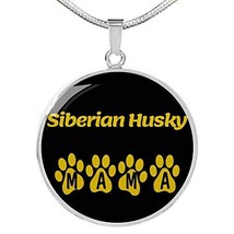 Siberian Husky Mama Circle Necklace Engraved 18k Gold 18-22&quot; Dog Owner Lover - £54.77 GBP