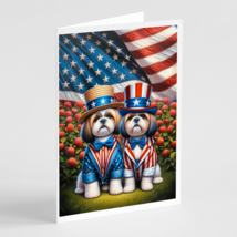 All American Shih Tzu Greeting Cards - Pack of 8 | High-Quality Artwork - £16.79 GBP