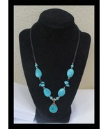 Guardian Branded Turquoise Necklace Black Cord 19&quot; N033 - $40.69 CAD