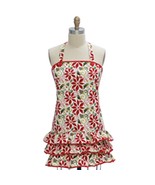 Kay Dee designs girlie apron red Christmas Poinsettia H1012 green - $558.38 MXN