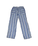 C&amp;C CALIFORNIA Linen Wide Leg Pants Women&#39;s Sz L Blue White Stripe Elast... - $33.12 CAD